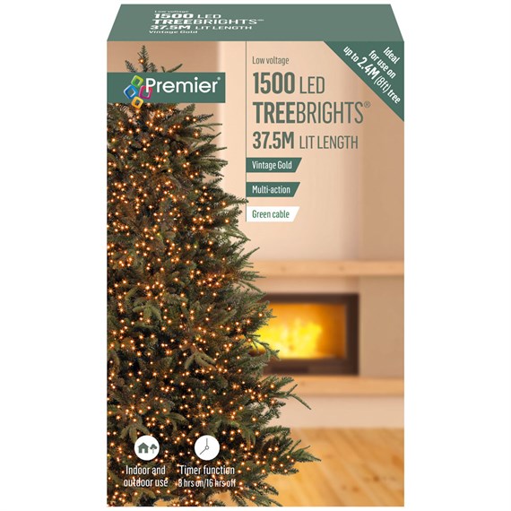 Premier 1500 Vintage Gold Multi Action LED Treebrights Christmas String Lights (LV162180VG)