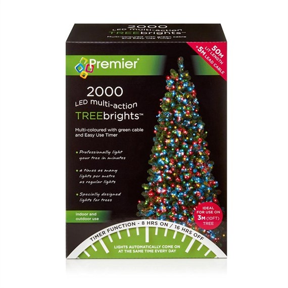 Premier 2000 Multi Colour Multi Action LED Treebrights Christmas String Lights (LV162181M)