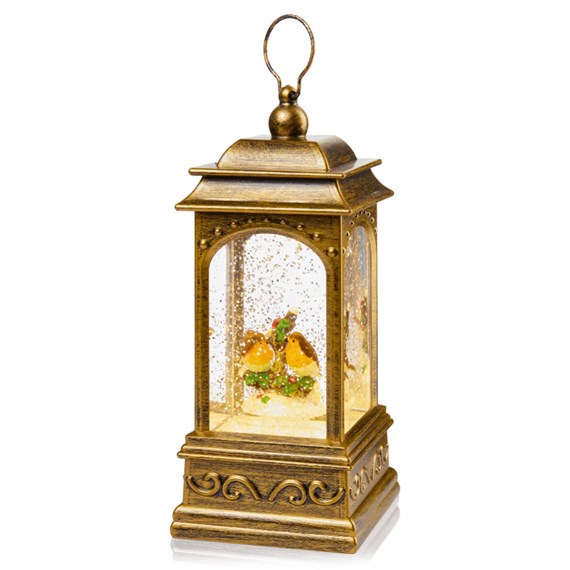 Premier 21cm Robin Light Up Water Spinner Christmas Lantern (LB232609)