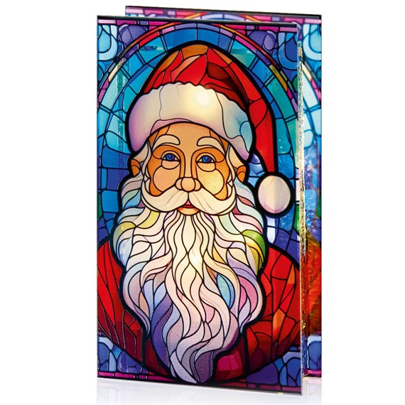 Premier 21cm Stained Glass Santa Light Up Christmas Decoration (LB251363)