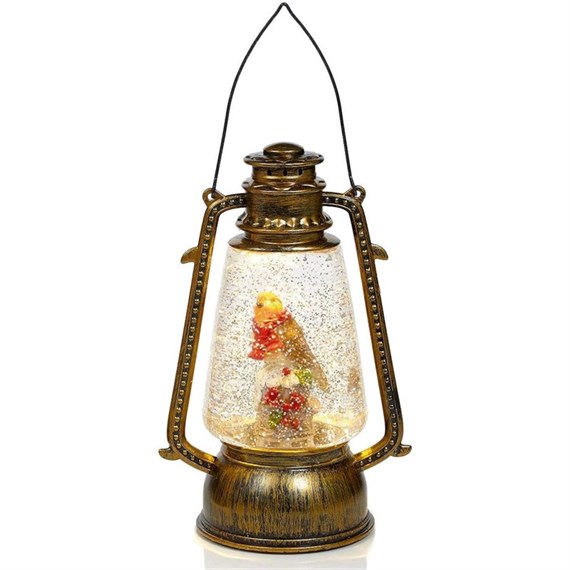 Premier 24cm Robin Light Up Christmas Water Spinner Decoration - Tree Stump (LB201187)