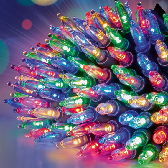 Premier 300 Retro Multi Colour Fairy Cap Christmas String Lights with LEDs (LV254194M)