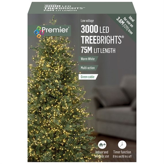 Premier 3000 Warm White Multi Action LED Treebrights Christmas String Lights (LV203072WW)