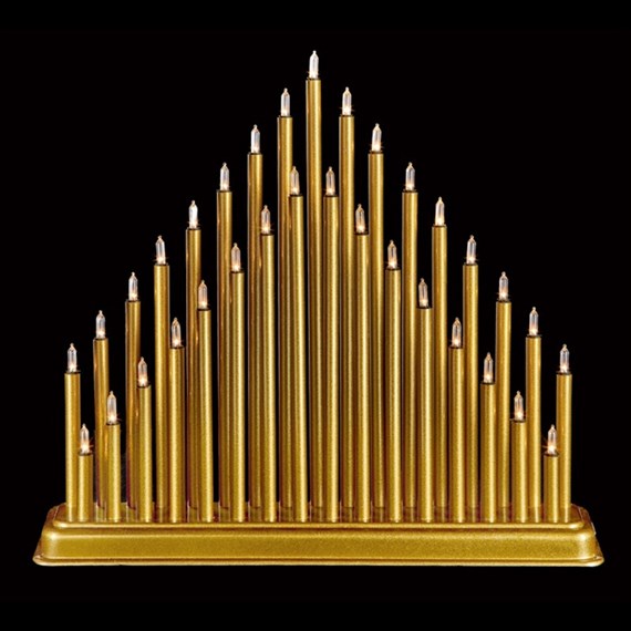 Premier 34cm 33 LED Gold Christmas Candlebridge (LV203022)