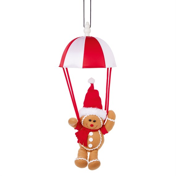 Premier 37cm Musical Kicking Leg Parachuting Christmas Gingerbread Man Decoration (PL162305)