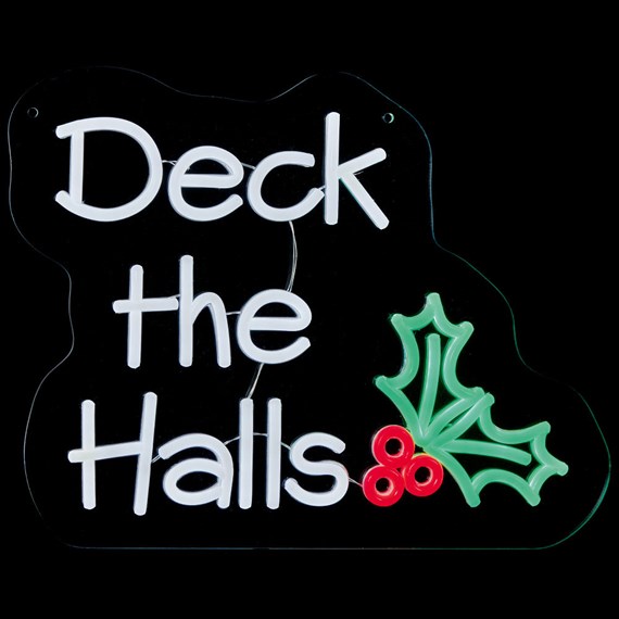 Premier 40cm Deck The Halls Light Up Hanging Christmas Neon Sign (LV251632)