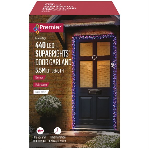 Premier 440 Supabright Rainbow LED Christmas String Light Door Garland (LV243723RBW)