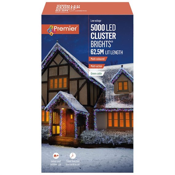Premier 5000 Multi Colour Multi Action LED Cluster Christmas String Lights (LV232605M)