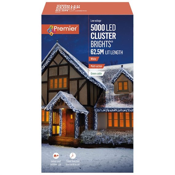 Premier 5000 White Multi Action LED Cluster Christmas String Lights (LV232605W)