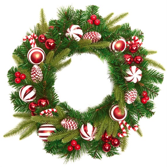 Premier 50cm Candy Cane Artificial Christmas Wreath (DF257097)