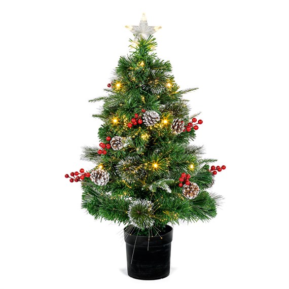 Premier 80cm New Jersey Fibre Optic Artificial Christmas Tree with Berries & Pinecones (FT227068)