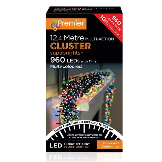 Premier 960 Multi Colour Multi Action LED Cluster Christmas String Lights (LV162176M)