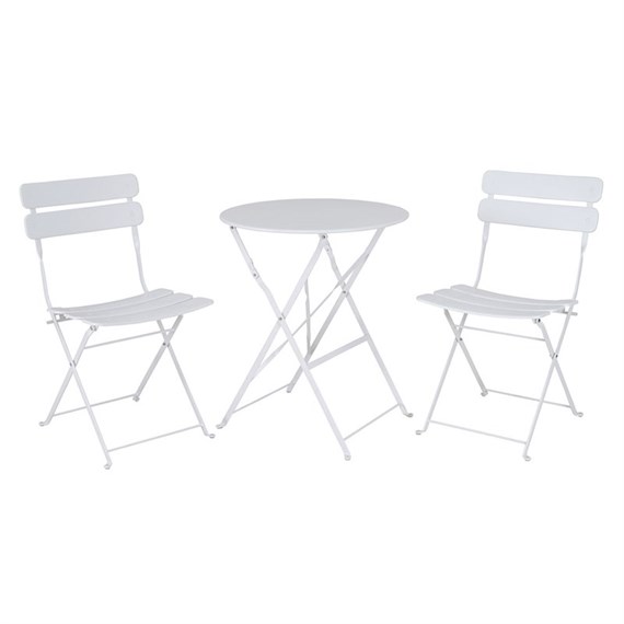 Premier Annecy 2 Seater White Outdoor Bistro Garden Furniture Dining Set (FN184012W)