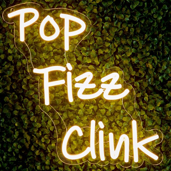 Premier Pop Fizz Clink LED Neon Sign in Warm White (LT250729)