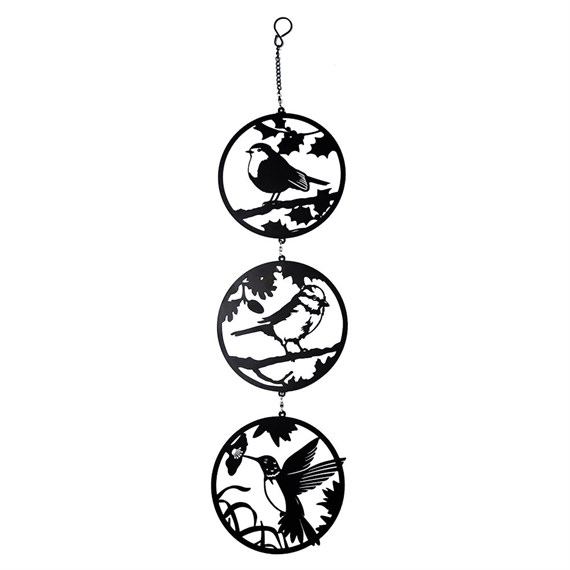 Primus Black Bird Silhouette Hanging Garden Decor Trio Spinner (PT2602BK)