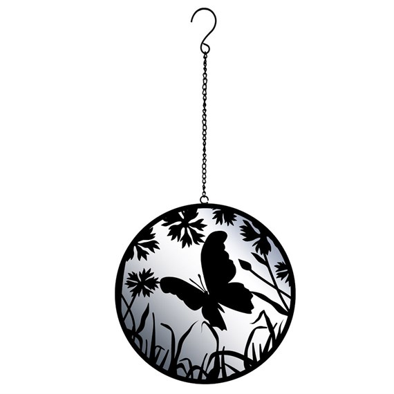 Primus Black Butterfly Hanging Garden Decor Mirror Silhouette (PT2701BK)