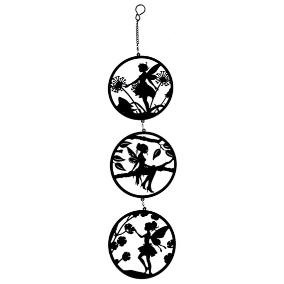 Primus Black Fairy Silhouette Hanging Garden Decor Trio Spinner (PT2601BK)
