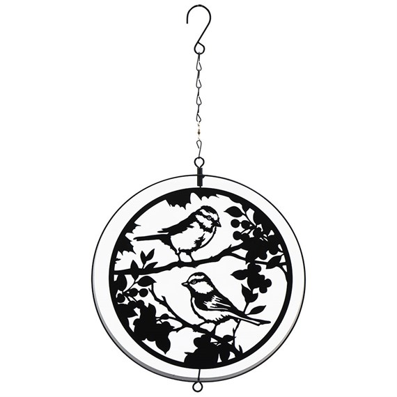 Primus Black Metal Blue Tit Hanging Garden Decor Silhouette Orbit Spinner (PT2115BK)