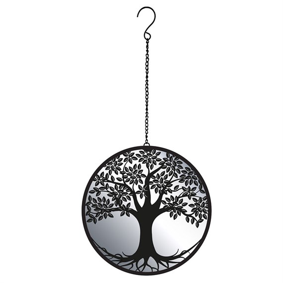 Primus Black Tree Of Life Hanging Garden Decor Mirror Silhouette (PT2704BK)