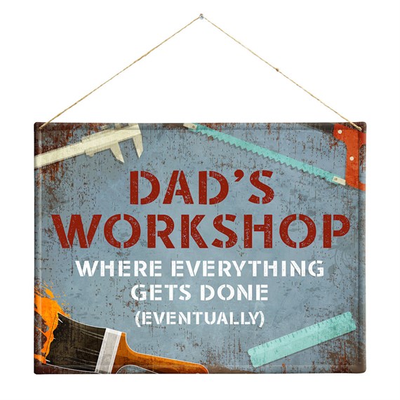 Primus Dad's Workshop Hanging Metal Outdoor Garden Decor Wall Sign (PH1003)