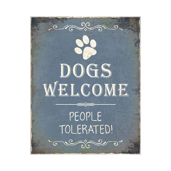 Primus Dogs Welcome Metal Outdoor Garden Decor Wall Sign (PH1026)