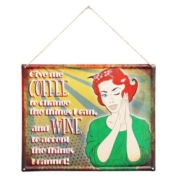 Primus Give Me Coffee Metal Outdoor Garden Decor Wall Sign (PH1005)