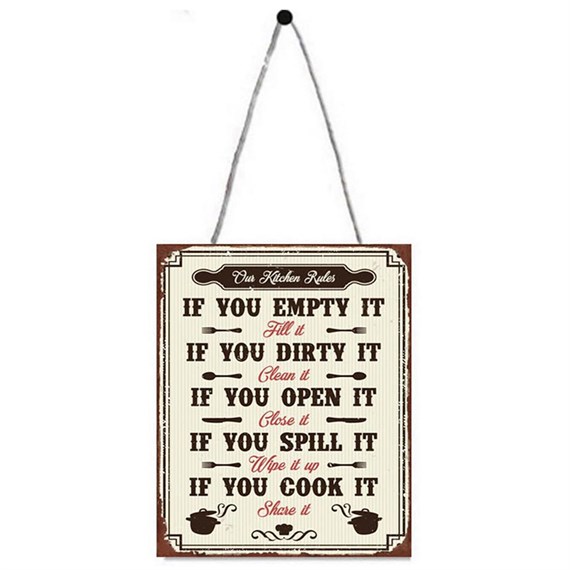 Primus Kitchen Rules Metal Outdoor Garden Decor Wall Sign (PH1704)