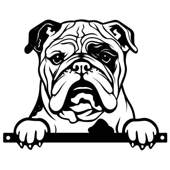 Primus Metal Bulldog Peeking Dog Garden Decor Silhouette (PF1020)