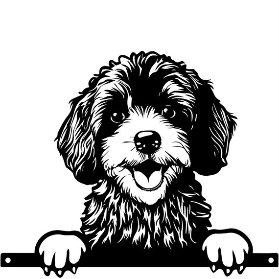Primus Metal Cockapoo Peeking Dog Garden Decor Silhouette (PF1011)