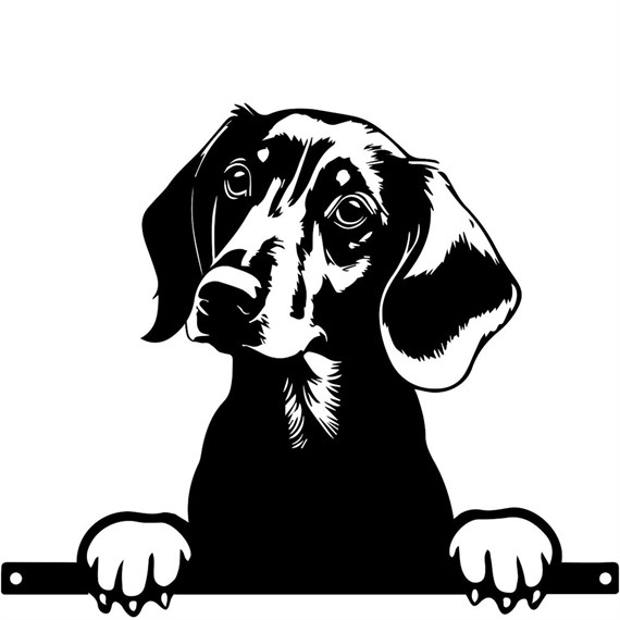 Primus Metal Dachshund Peeking Dog Garden Decor Silhouette (PF1016)