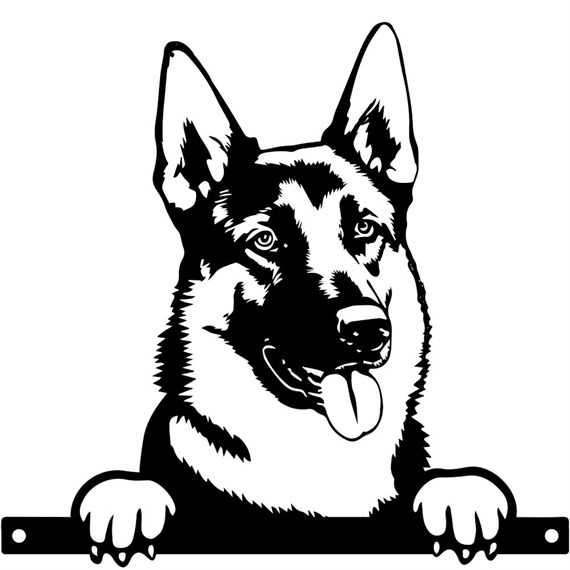 Primus Metal German Shepherd Peeking Dog Garden Decor Silhouette (PF1015)