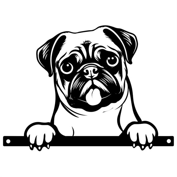 Primus Metal Pug Peeking Dog Garden Decor Silhouette (PF1023)