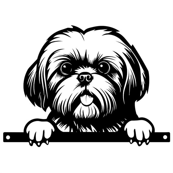 Primus Metal Shih Tzu Peeking Dog Garden Decor Silhouette (PF1019)