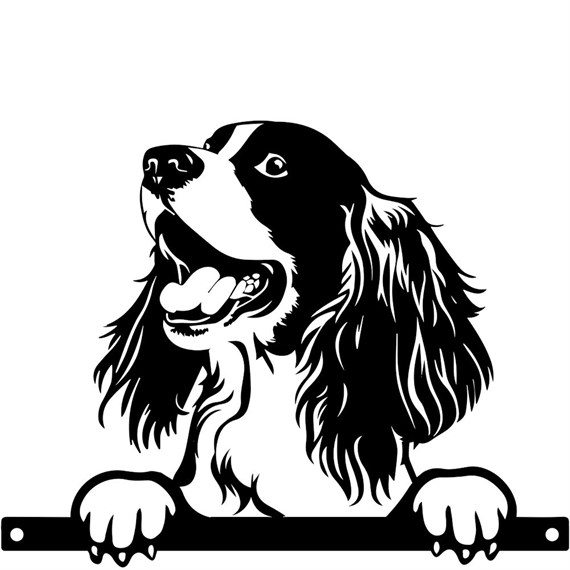 Primus Metal Spaniel Peeking Dog Garden Decor Silhouette (PF1014)