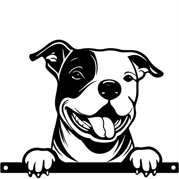 Primus Metal Staffie Peeking Dog Garden Decor Silhouette (PF1010)