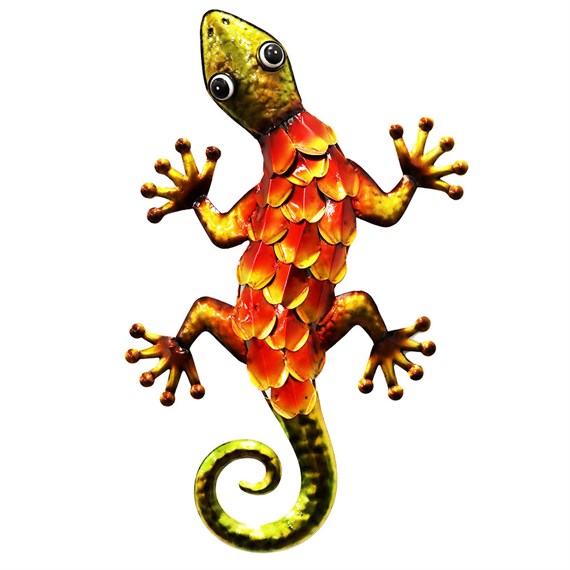 Primus Metallic Orange Gecko Garden Decor Wall Art (PA7001)