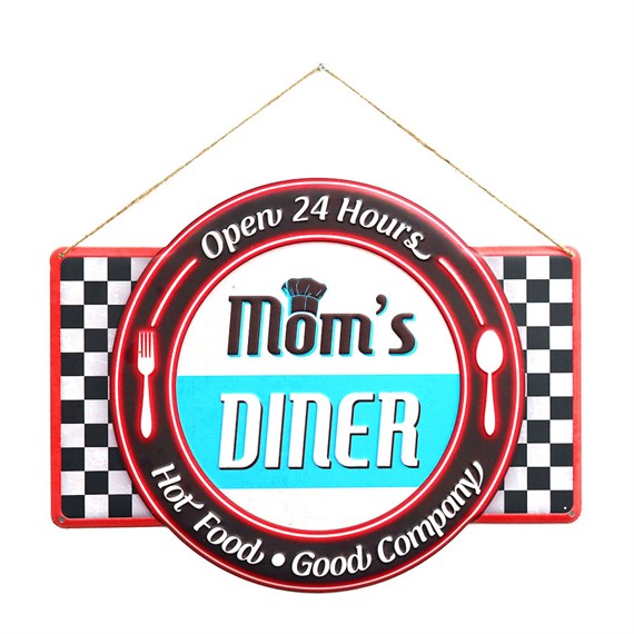 Primus Mom's Diner Metal Outdoor Garden Decor Wall Sign (PH1012)