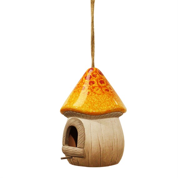 Primus Orange Terracotta Hanging Mushroom Bird House (PB9102)
