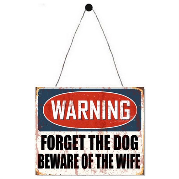 Primus Warning Beware Of The Wife Metal Outdoor Garden Decor Wall Sign (PH1605)