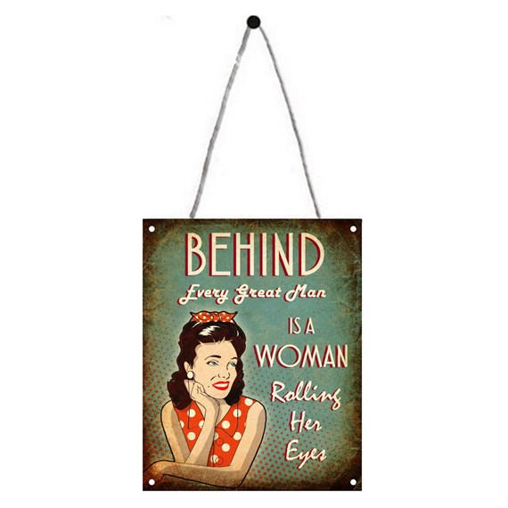 Primus Woman Rolling Her Eyes Metal Outdoor Garden Decor Wall Sign (PH1601)