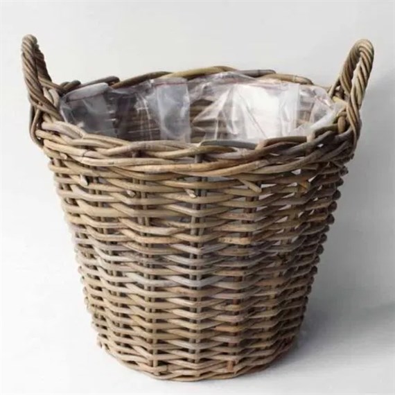 Rattan Grey Classic Round Basket (901079)