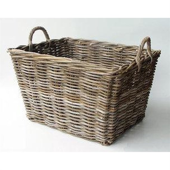 Rattan Grey Log Basket - Rectangular (900728)