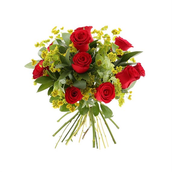 Red Rose & Bupleurum Cut Flower Handtied Bouquet
