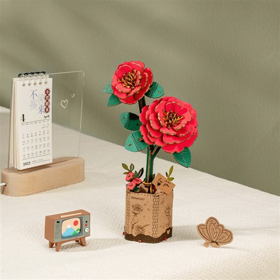 Robotime Red Camellia Bloom Craft 3D Wooden Puzzle (TW031)