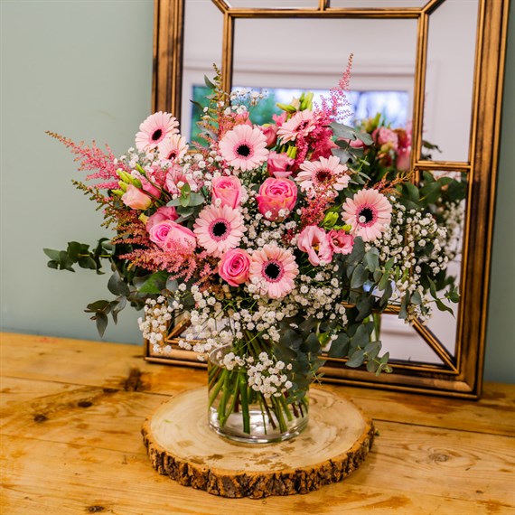 Roses, Gypsophila & Astilbe Hand Tied Floral Bouquet