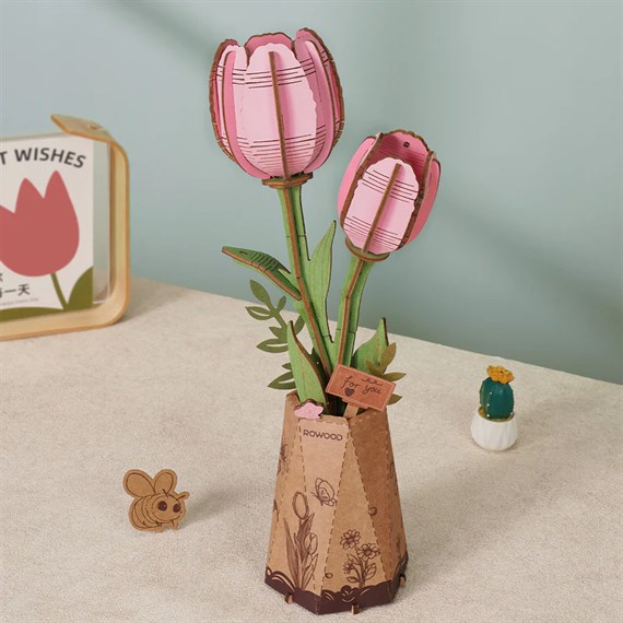 Rowood Pink Tulip 3D Wooden Puzzle by Robotime (TW082)