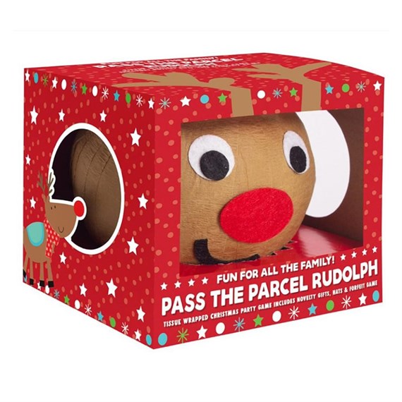 RSW Novelty Christmas Pass The Parcel Family Game - Rudolph (XM7051)