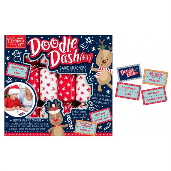 RSW Novelty Doodle Dasher Game Christmas Crackers - Pack of 6 (XM6235)