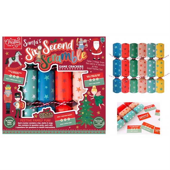 RSW Novelty Six Second Scramble Game Christmas Crackers - Pack of 6 (XM6592)