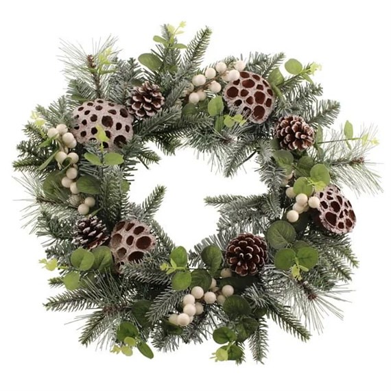 Sage 45cm Lotus Pine Artificial Christmas Wreath (Z73274)